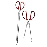 CALLARON Pinzas Largas para Cangrejo y Anguila 2 Piezas (38 Cm y 51 Cm) Pinzas Curvas para Barro, Herramienta para Recoger Basura Resistente, Uso Exterior, Camping, Pesca y Fogatas