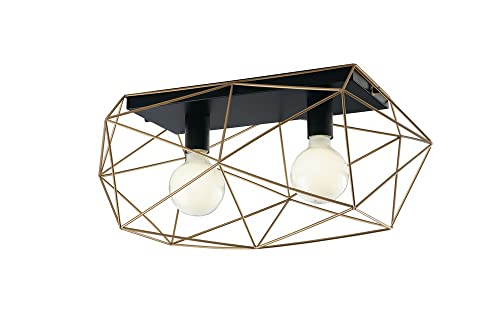 Eco-light - Deckenleuchte Abraxas in Schwarz und Gold E27 IP20 2-flammig - Schwarz