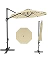 GarveeLife 10FT Patio Umbrella Outdoor Large Cantilever w/Base Included Market Sun Shade Windproof Offset with 360-Degree Rotation for Garden Deck Pool Patio, Beige