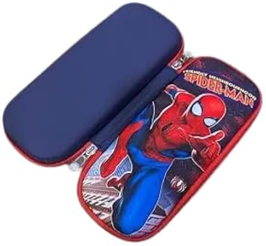 INK SPOT Spiderman Printed Hardtop Pencil Case – Large Capacity Kids School Pouch with Zipper, Cartoon Stationery Box for ...