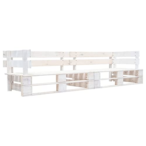 vidaXL Canapé Palette à 2 Places de Jardin Blanc Sofa Extérieur Salon Bois
