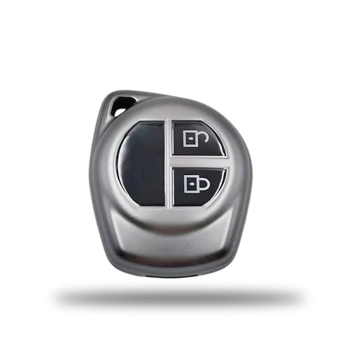 Image of SIAGO TPU Key Cover Compatible with Maruti Suzuki S-Presso,Swift,SX4,DZire,Ignis,Alto,Vitara Brezza,Celerio,Ertiga,Ciaz,SCross,Baleno,Ritz 2 Button Smart Key (Grey Pack of 1)