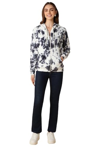 Image of Women White Print Hooded Neck Sweatshirt