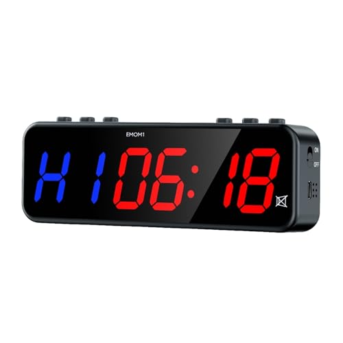 Temporizador de intervalos LED portátil for gimnasio, 1 pulgada, temporizador de Fitness, cuenta atrás/arriba, cronómetro EMOM con Control inalámbrico por aplicación trasera