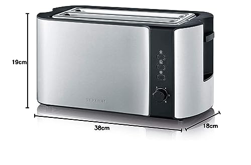 Image of Severin Automatic Toaster, 2 Long Slots, for Up to 4 Bread Discs, 1400 W, At 2590, Stainless Steel, Black, Multi-colors