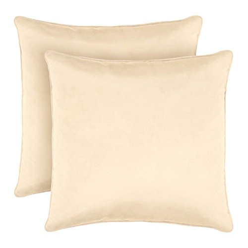 Laura Ashley Lucas Solid Shinny Velvet Dec. Pillow Set, 20 in. x 20 in, Ivory, 2 Piece