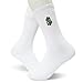 NQDWX White Socks with Green and Purple Embroidered Dollar Sign – Trendy Cotton Crew Socks for Men & Women, Funny Money Gift Socks, Streetwear Fashion Style.(024)