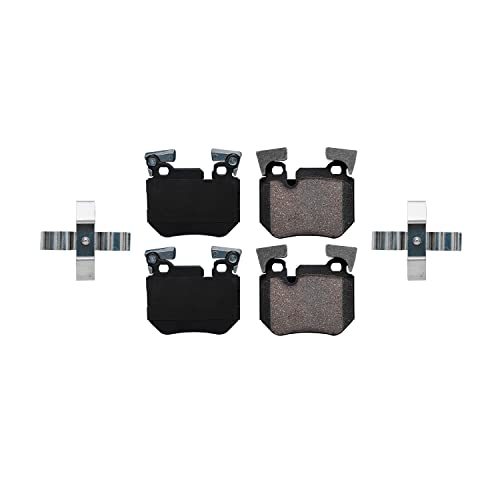 Image of Detroit Axle - Rear Brake Pads for 08-13 BMW 135i, 13 135is, Ceramic Brake Pads w /Hardware 2008 2009 2010 2011 2012 2013 Replacement
