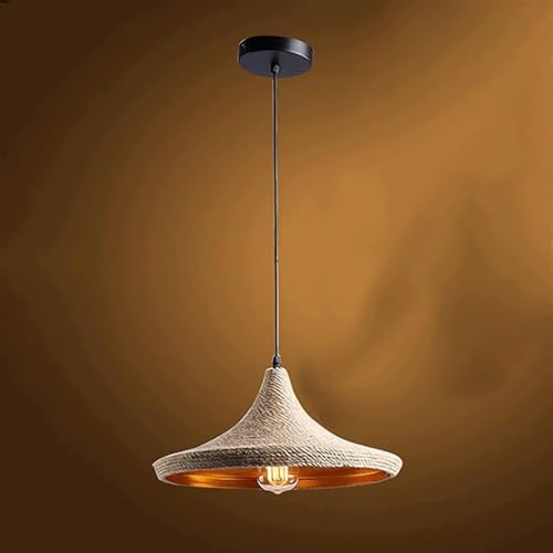 Genérico Lámparas colgantes V intage Lámpara colgante de cuerda rústica Φ36 cm, iluminación de techo de hierro industrial retro Lámpara colgante tipo loft Lámpara de araña,lámpara de araña