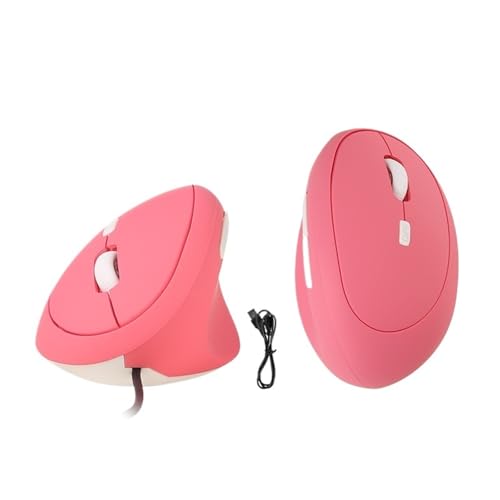 Ratón vertical para oficina en color rosa con cable y precisión ajustable ideal para PC y Mac