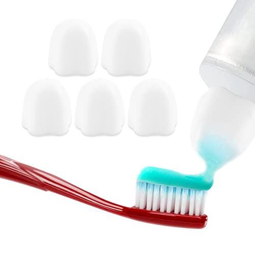 Zahnpasta-Zahnstopfen mit automatischem Verschluss, 5 Stück Zahnpasta-Druckstopfen, für die Aufbewahrung der Zahnpasta ohne Abfall oder Abfall, aus lebensmittelechtem Silikon und BPA-frei Cover