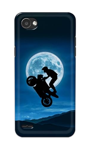 Image of Printed Hard Back Cover for LG Q6 | LG Q6 Plus Back Cover (Biker On Moon) -190724(DP)