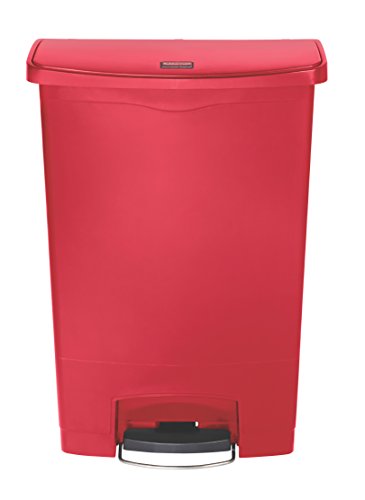 Image of Rubbermaid Commercial Products STREAMLINE Plastic Front Step Step-On-Trash /Garbage Can /Bin, 24 GAL, Red, for Doctor's Office /Hospitals /Healthcare