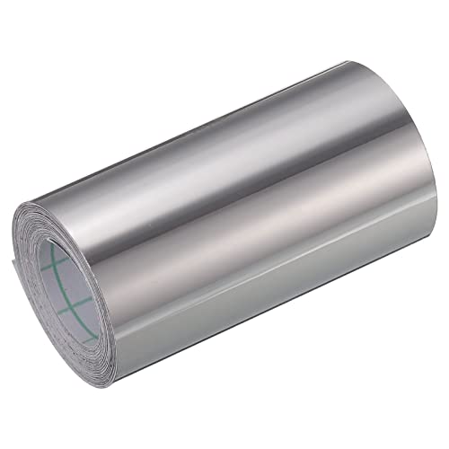 Image of uxcell Waterproof Peel and Stick Decorative Tape Self Adhesive 3.15 inch W x 16.4'L PVC Removable Tape for Wall Edge Glossy Silver Tone (Thickened Style)