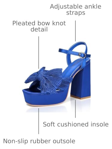 Image of KHPAERMEI Bow Knot Platform Heels for Women Chunky Heeled Sandals