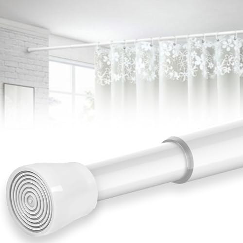 Barra Extensible Cortina Barra Extensible Cortina Barra Cortinas Extensible Barra Ducha Sin Taladros Ni Tornillos Para Cortinas Para Estanterías Ventanas De Cocina (Blanco 73-175cm，Φ25mm)
