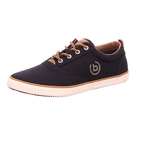 Bugatti Canvas Sneaker aus Baumwolle, Low-Top-Leinenschuh mit robuster Gummisohle, Blau, 42 EU