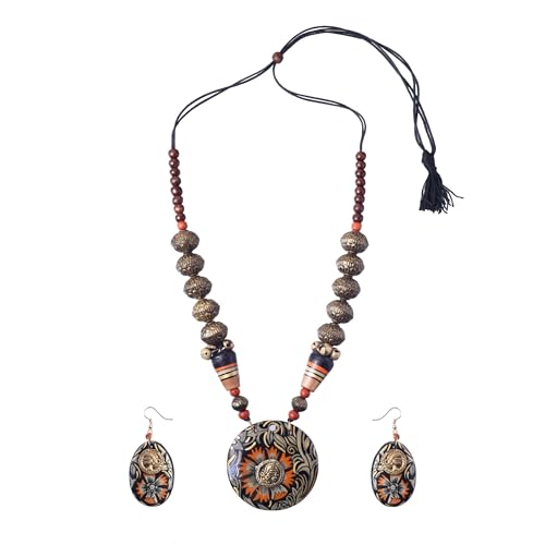 Image of AAKRITI ART CREATIONS Handcrafted Women's Jewelry Set - Ethnic Necklace and Earrings, Fashion Accessories for Special Occasions & Celebrations