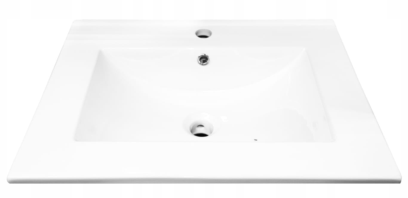 .Deftrans Waschbeckenunterschrank 50 cm hängend mit Waschbecken, Armatur & Siphon – Waschtisch mit Unterschrank, Softclose, Badezimmermöbel Set für kleine Bäder, Hochglanz Weiß