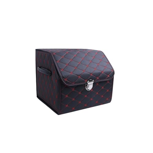Organiseur de Coffre de Voiture Cuir PU Boîte Pliable Small Noir et Rouge