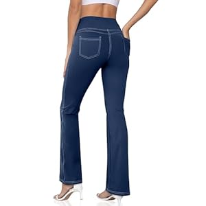 Women’s Bootcut Yoga Pants, Wide Leg Leggings with Pockets High Waist Flare Dress Pants Petite/Regular/Tall