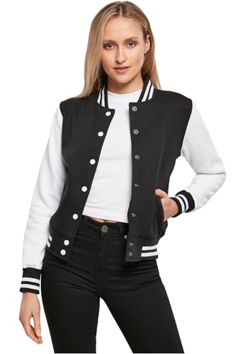 Build Your Brand Ladies Sweat College Jacket, M, Black