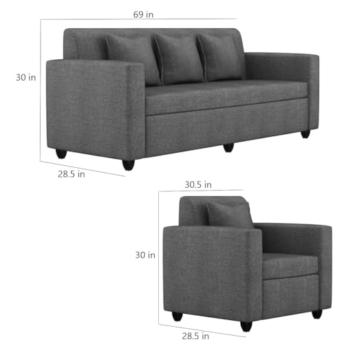 Image of Lexot 5 Seater 3+1+1 Fabric Sofa Set (Darkgrey)