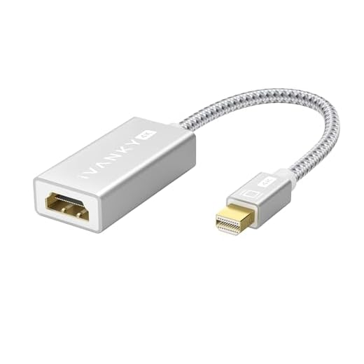 Mini DisplayPort to HDMI Adapter [Super Slim, Aluminum Shell, Nylon Braided] - iVanky Mini DP to HDMI Adapter for MacBook Air/Pro, Microsoft Surface Pro/Dock, Monitor, Projector and More - Silver