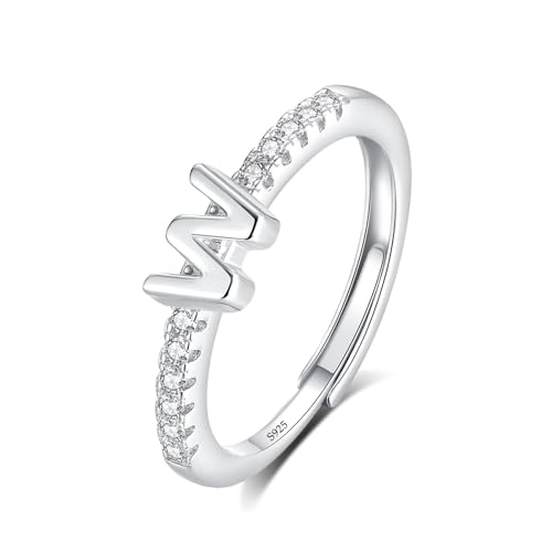 Bague Initiale Ajustable en Argent 925 Résout Problème Taille Anneau Ouvert