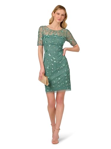 Image of Adrianna Papell Women's Beaded Floral Short Dress