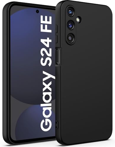 Image of DIZORO Microfiber Candy Case Compatible for Samsung S24 fe Smooth Touch Cushion Liquid Soft Silicone Gel Rubber Phone Cases Non-Slip Full Body Protective Shockproof Back Cover -Black