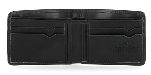 Harley-Davidson Men's Classic Cordura Leather Trim Double Billfold Wallet Black3