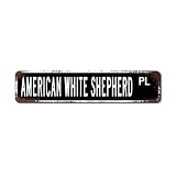 LMMIXEE Panneau de berger blanc américain, panneau de rue de berger blanc américain, cadeau d'amoureux de berger blanc américain, décoration murale rustique, décoration de ferme, décoration