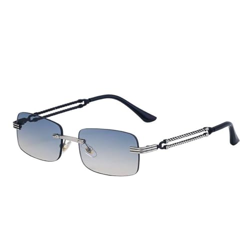 Lunettes de soleil rectangulaires sans bords pour homme style punk vintage chic