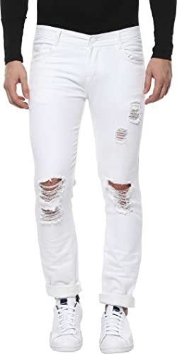 Image of Urbano Fashion Men's Ice Blue Slim Fit Heavy Distressed /Torn Jeans