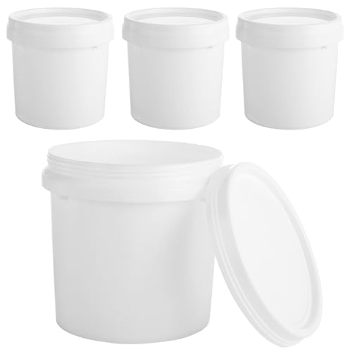4 Pack Plastic Paint Buckets with Lids
