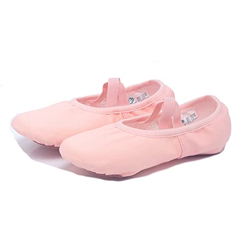 Ballet Shoes for Girls Canvas Dance Slippers Split Soft Flat Sole Yoga Gymnastics Shoes(Toddler/Little/Big Kid) (B, 2 Big Kids)4