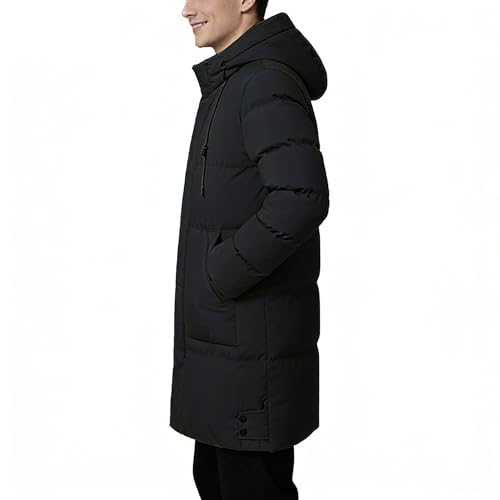 Image of Men's Long Padded Jacket Winter Hooded Coat Puffer Windproof Parka