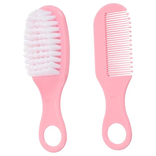 Milisten Newborn Hair Brush Comb Set 1 Set Soft Static-Free Smooth Promotes Brain Development Gentle on Hair