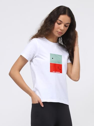 Image of Nobero Women's Graphic Printed T-Shirt | Regular Fit 180 GSM Cotton Tee for Women | Comfortable Round Neck Casual Wear