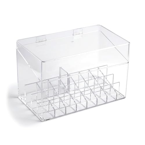 Organisateur de Maquillage 24 Compartiments, Organisateur de Rouge à Lèvres Acrylique Transparent, Présentoir Cosmétique avec Couvercle, Rangement Rouge a...