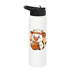 Gráfico de vaca kawaii comiendo ramen gráfico de vaca japon Stainless Steel Insulated Water Bottle