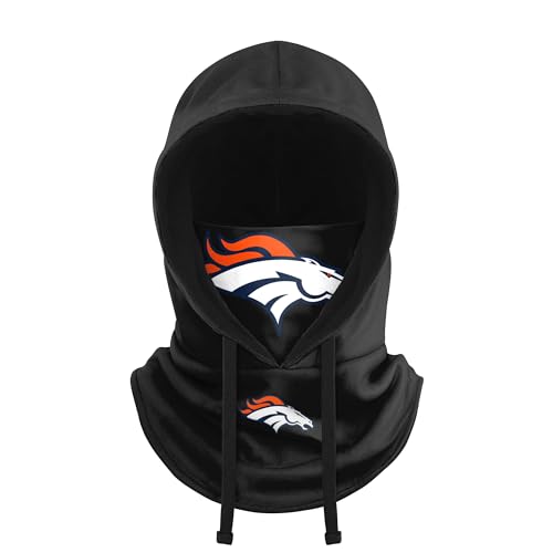 FOCO NFL Team Logo Black Drawstring Winter Cap Hooded Gaiter Balaclava Face Cover