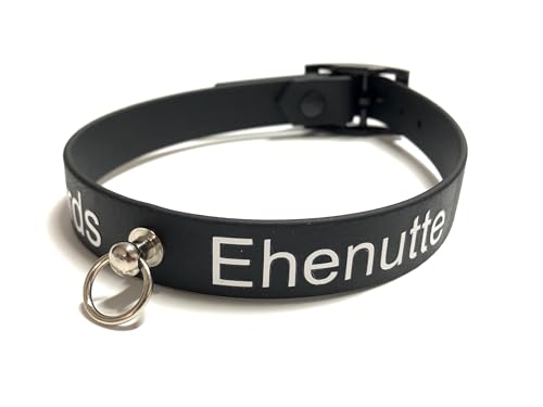 Personalisiertes BDSM Halsband, 2 cm Breite, Biothane Material, Schwarz mit Ring, Handgefertigt in Deutschland