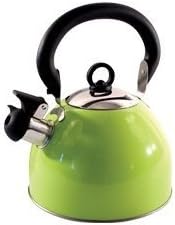 Home Cordless 2.5L Stainless Steel Light Weight Whistling Kettle with Traditional/Retro Spout for Hob or Stove Top - by Guilty Gadgets (Green)