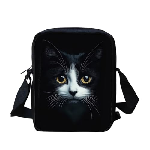 JUDENTIDOS Bolso bandolera para mujer, bolso cruzado con cremallera, mini bolso de hombro con correa ajustable, gato negro, Talla única JUDENTIDOS Bolso bandolera para mujer, bolso cruzado con cremallera, mini bolso de hombro con correa ajustable, gato negro, Talla única