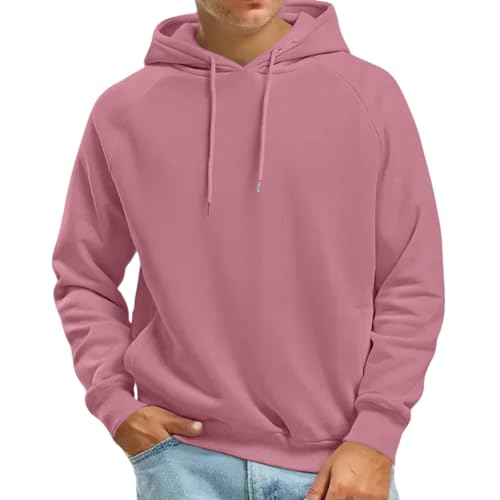 Hoodies for Men Fleece Pullover Long Sleeve Hooded Sweatshirt Solid Color Drawstring Kangaroo Pocket2