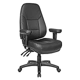 Office Star EC Series Professional Executive Ergonomic High Back Office Chair with Dual Function Control, Padded Contour Seat and Adjustable Padded Arms, Dillon Black