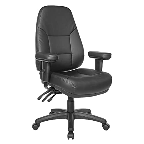 Office Star EC Series Professional Executive Ergonomic High Back Office Chair with Dual Function Control, Padded Contour Seat and Adjustable Padded Arms, Dillon Black
