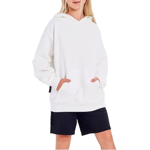 Teen Girls Oversized Sweatshirt Casual Basic Solid Color Hoodies with Pocket Kids Boys Fall Winter Warm Comfy Trendy Clothes